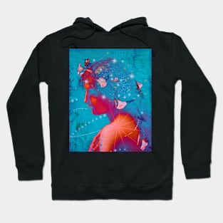 Celestial angel in turquoise and red Hoodie